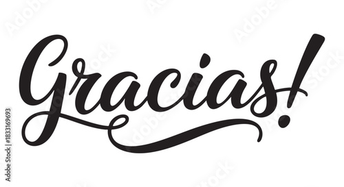 "Gracias." Hand-drawn vector lettering on a background