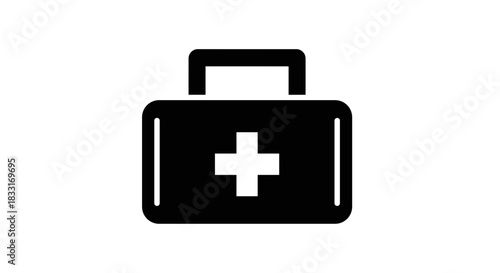 First Aid Kit Icon Medical Assistance and Emergency Care.