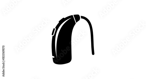 Hearing Aid Device A Black and White Illustration.