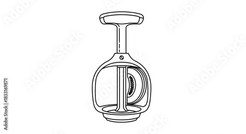 Detailed Line Art of a Modern Wine Aerator Device.