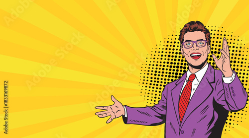 A man in pop art style points