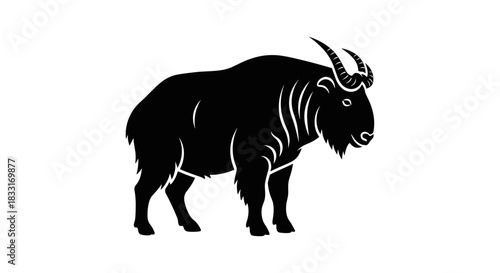 Majestic Takin Silhouette A Symbol of Bhutans Wildlife.