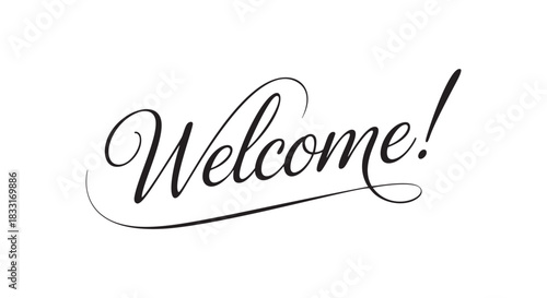 "Welcome." Hand-drawn vector lettering on a background