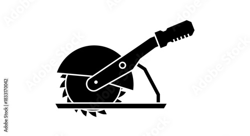 Circular Saw Silhouette A Powerful Cutting Tool Illustration.