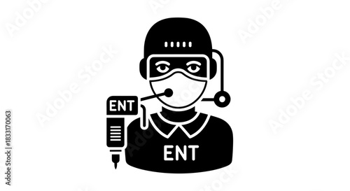 ENT Specialist Icon Medical Professional with Examination Equipment.
