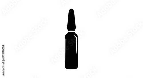 Black and White Ampoule Illustration for Medical Use.