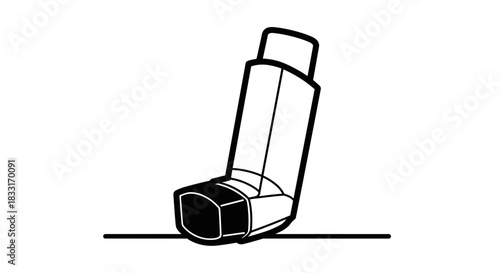 Asthma Inhaler Illustration Respiratory Aid for Breathing Problems.