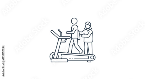 Rehabilitation Exercise on Treadmill with Therapist Assistance.