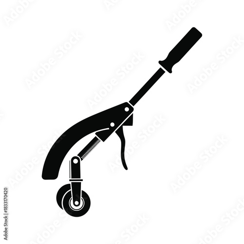 Black silhouette of a spray bottle trigger mechanism with wheel