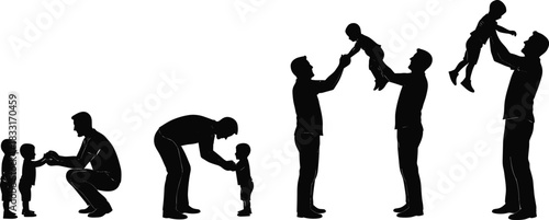 Father and child silhouettes showing love, bonding, parenting moments, nurturing connection, playful interaction, family support, emotional togetherness, care