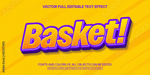 Basket editable text effect sport 3d style 