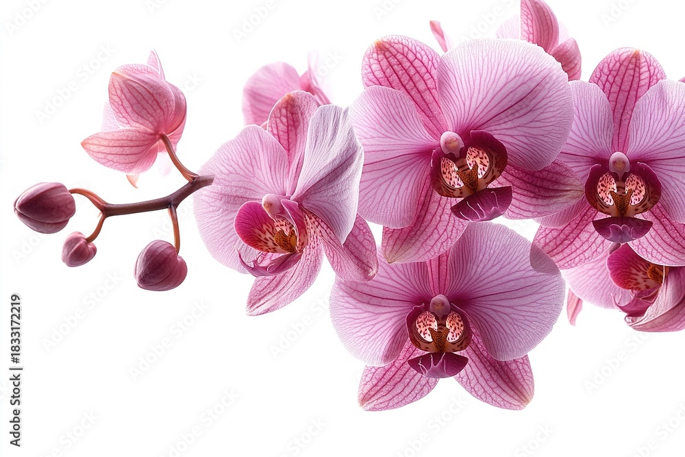 Obraz premium Orchid Flower on White Background with Space for Text