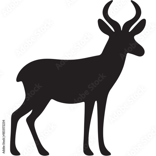 A wild stag silhouette vector illustration featuring antlers for nature and Christmas designs
