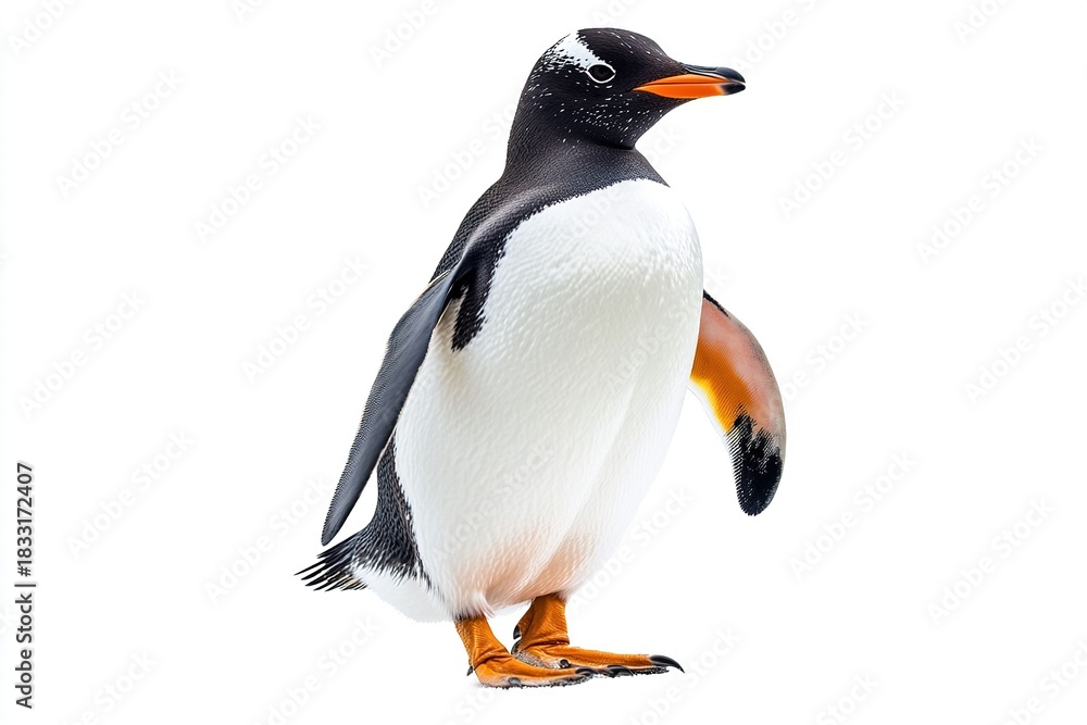 Naklejka premium Walking Penguin Isolated on White Background