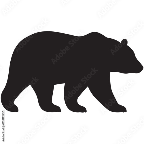 A black grizzly bear silhouette vector illustration of a wild arctic animal