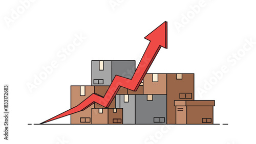 Boost your business with rising sales and efficient delivery logistics showing growth with arrow and boxes on white background