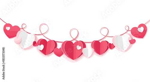 Festive heart garland decoration for Valentine's day celebration, festive backdrop  decoration