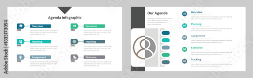 Colorful Agenda Infographic Project Overview, Planning, Assignment, Execution, and Tracking Templates for Business