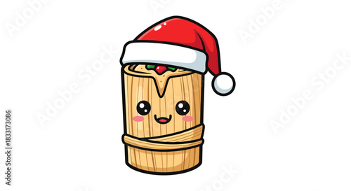 Festive tamale cartoon character with a Santa hat spreading holiday cheer and joy