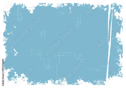 Distressed light blue grunge background with a vintage worn-out frame effect ideal for graphic design projects and creative digital layouts