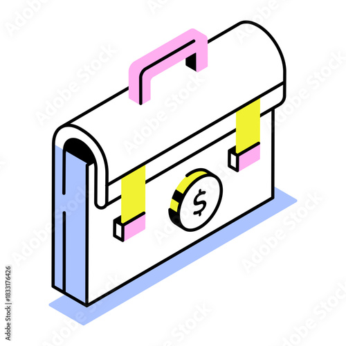 An isometric style icon representing business bag