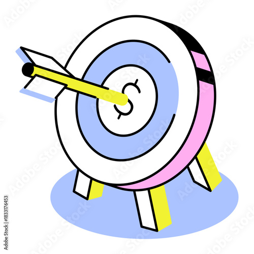An isometric style icon showing financial goal