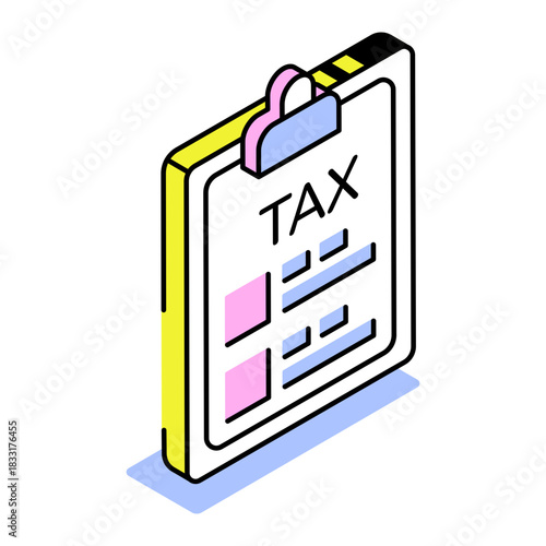 An isometric style icon showing tax form