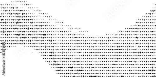 Halftone wavy swirl, dot pattern abstract curve, organic shape with monochrome gradient dotted texture. Isolated tendy design element. EPS10, WEBSITE
