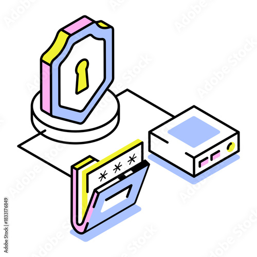 An isometric style icon representing data security