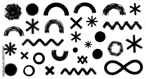 Modern brush stroke pattern design, black abstract shapes creating cool visual textures for your awesome projects