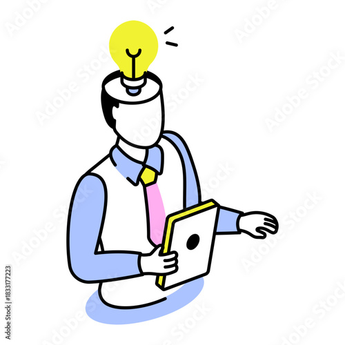 An isometric style icon showing creative idea