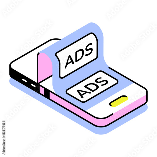 An isometric style icon depicting app monetization