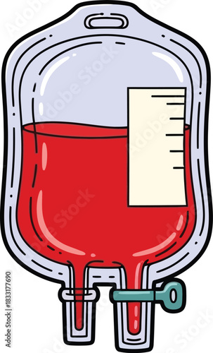 Blood bag donation medical healthcare donor fluid transfusion vector art isolated on transparent background