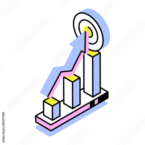 An isometric style icon depicting business goal