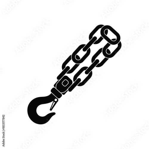 Black silhouette of a tow hook and chain vector