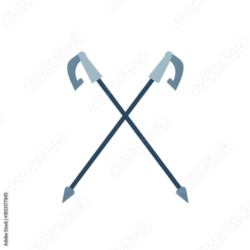 Crossed fishing spears with pointed tips in flat style  