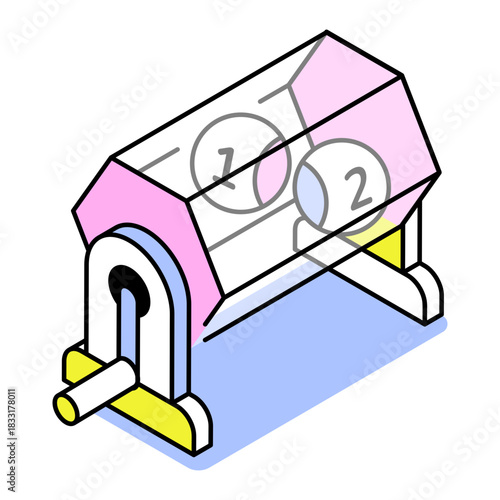 An isometric style icon representing lucky draw