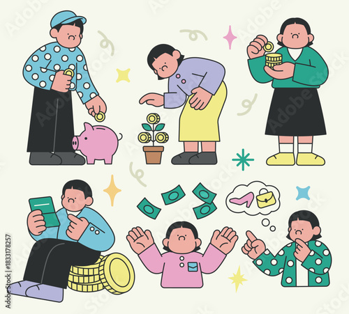 New Year Resolution Saving Money Illustration