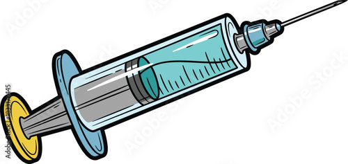 Medical syringe with blue liquid injection needle health care medicine drug therapy treatment healthcare medical equipment isolated on transparent background
