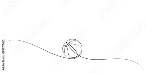 Basketball vector one line drawing. single line illustration