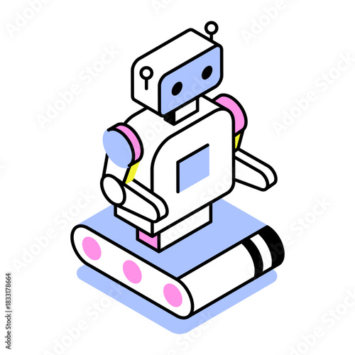 An isometric style icon showing robot