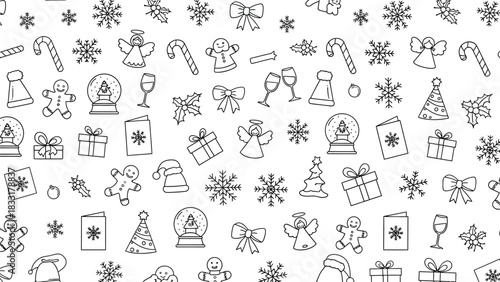 Festive Christmas fun with a seamless black and white holiday pattern for modern design and holiday celebrations