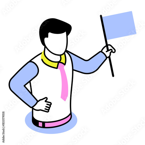 An isometric style icon showing leadership