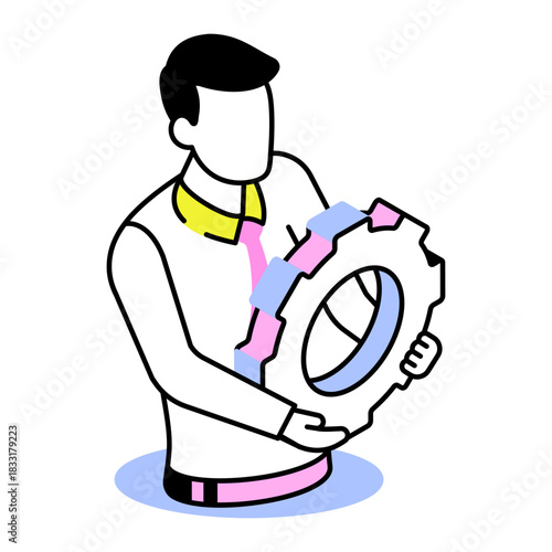 An isometric style icon showing management