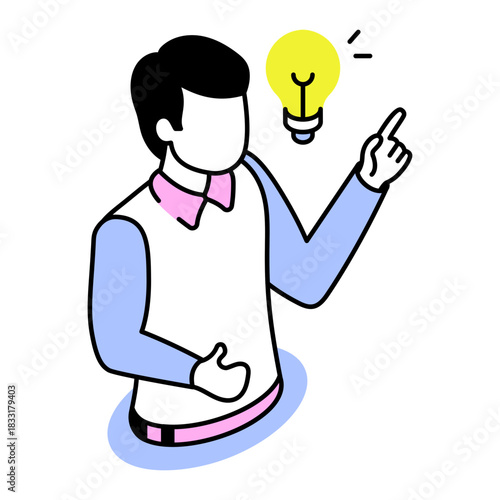 An isometric style icon depicting business idea