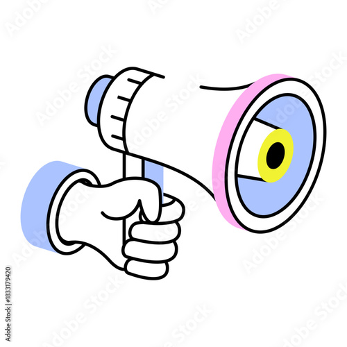 An isometric style icon showing publicity