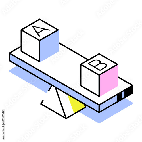 An isometric style icon showing hypothesis testing
