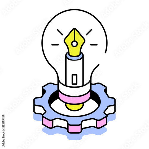 An isometric style icon representing idea generation
