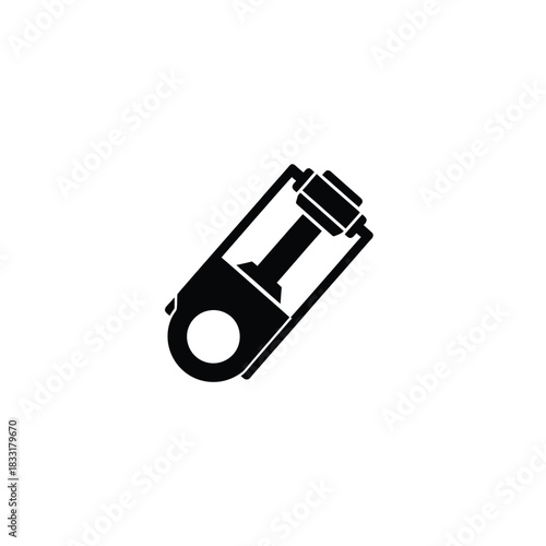 Black silhouette of a U S B flash drive on white memory