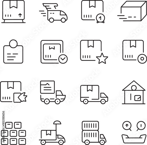 Collection of delivery and shipping icons for online store and services